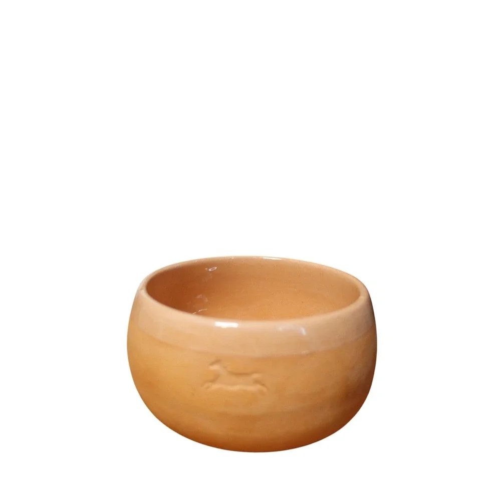 Small Ceramic Bowl‎ Burnt Orange with Horse Motif Decorative Bowl
